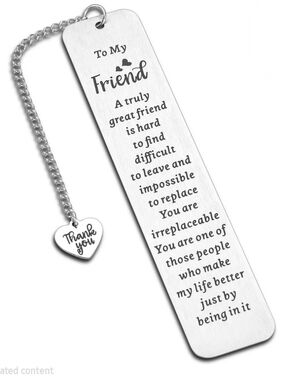 NIB Friendship Silver Bookmark with Thank You Charm